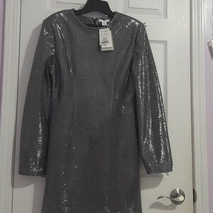 H&M Silver Sequin Mini Dress